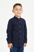 Load image into Gallery viewer, قميص جاكار باللون الكحلي للأولاد الصغار