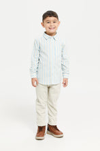 Load image into Gallery viewer, قميص بيدفورد كورد مخطط باللون الأزرق للأولاد