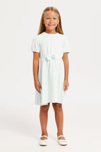 Load image into Gallery viewer, فستان جاكار مطاطي للفتيات بفيونكة بيضاء