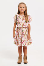 Load image into Gallery viewer, طقم تنورة مطبوعة متعددة الألوان للبنات مع بلوزة