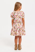 Load image into Gallery viewer, طقم تنورة مطبوعة متعددة الألوان للبنات مع بلوزة