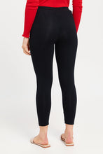 Load image into Gallery viewer, ليغينغز سادة قصير باللون الأسود للنساء