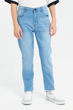 Load image into Gallery viewer, جينز سادة إسترتش باللون الأزرق للأولاد الكبار
