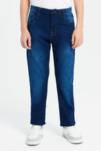 Load image into Gallery viewer, بنطلون جينز سادة باللون الأزرق للأولاد الكبار
