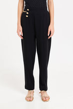 Load image into Gallery viewer, بنطلون مزبن بأزرار باللون الأسود للبنات الكبار