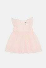 Load image into Gallery viewer, فستان مكشكش مطرز باللون الوردي للفتيات الرضع