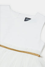 Load image into Gallery viewer, فستان بخصر شبكي باللون الأبيض للبنات حديثي الولادة