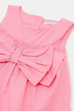 Load image into Gallery viewer, فستان بفيونكة أمامية باللون الوردي للفتيات الرضع