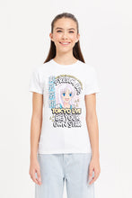 Load image into Gallery viewer, تيشيرت مطبوع باللون الأبيض للبنات الكبار