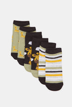 Load image into Gallery viewer, طقم جوارب بطبعة زرافة باللون الأسود والأخضر للأولاد الرضع (3 أزواج)