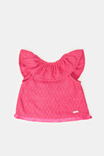 Load image into Gallery viewer, طقم بملمس بارز باللون الفوشي للبنات الرضع (قطعتين)