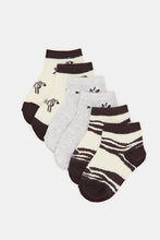 Load image into Gallery viewer, طقم جوارب طول الكاحل بطبعة زيبرا بألوان متنوعة للأولاد الرضع (3 قطع)