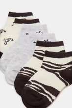 Load image into Gallery viewer, طقم جوارب طول الكاحل بطبعة زيبرا بألوان متنوعة للأولاد الرضع (3 قطع)