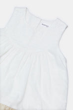 Load image into Gallery viewer, فستان منقوش باللون الأبيض للبنات الرضّع