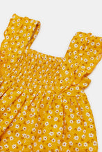 Load image into Gallery viewer, فستان مطبوع باللون الأصفر للبنات الرضّع
