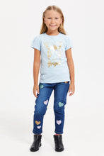 Load image into Gallery viewer, بنطال جينز كحلي مطرز للفتيات