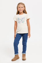 Load image into Gallery viewer, جينز البحرية باللون الأزرق للبنات مصحوب بربطة