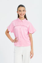 Load image into Gallery viewer, قميص ستان باللون الوردي للبنات الكبار