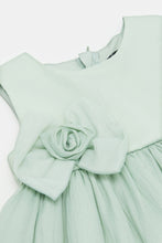 Load image into Gallery viewer, فستان شيفون بطبقات باللون الأخضر للبنات حديثي الولادة