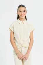 Load image into Gallery viewer, قميص بياقة مطرز باللون البيج للفتيات الكبيرات