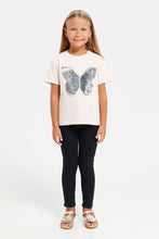 Load image into Gallery viewer, بنطلون سادة باللون الأسود مع حقيبة صغيرة للبنات الصغار