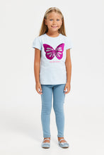 Load image into Gallery viewer, بنطلون جينز مع حقيبة صغيرة باللون الازرق للبنات الصغار