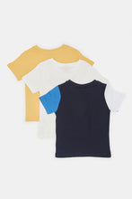 Load image into Gallery viewer, طقم تيشيرتات مطبوع باللون الكحلي و الأبيض للأولاد حديثي الولادة (3 قطع)