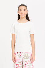 Load image into Gallery viewer, تيشيرت مزين باللون الأبيض للبنات الكبار