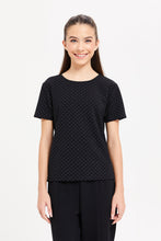Load image into Gallery viewer, تيشيرت مزين باللون الأسود للبنات الكبار