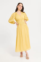 Load image into Gallery viewer, فستان جاكار باللون الأصفر للنساء