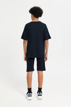 Load image into Gallery viewer, طقم كاجوال أساسي أسود كبير الحجم للأولاد الكبار (قطعتان)