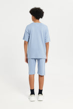 Load image into Gallery viewer, طقم كاجوال أساسي كبير الحجم للأولاد باللون الأزرق (قطعتان)