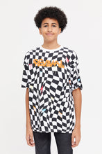 Load image into Gallery viewer, تي شيرت كبير الحجم مطبوع بالأبيض والأسود للأولاد الكبار