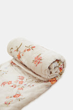 Load image into Gallery viewer, بطانية مطبوعة بنقشة زهور باللون البيج (حجم مزدوج)