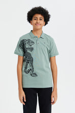 Load image into Gallery viewer, تيشيرت بولو مطبوع باللون النعناعي للأولاد الكبار