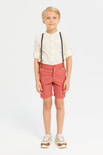 Load image into Gallery viewer, قميص أكسفورد للأولاد بأكمام طويلة باللون البيج مع جيب
