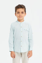 Load image into Gallery viewer, قميص أكسفورد بأكمام طويلة باللون الأخضر للأولاد الصغار