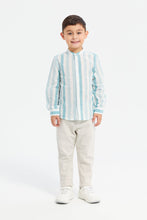 Load image into Gallery viewer, قميص أكسفورد بأكمام طويلة باللون الأزرق للأولاد الصغار