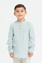 Load image into Gallery viewer, قميص بياقة ماندرين باللون الأخضر للأولاد الصغار