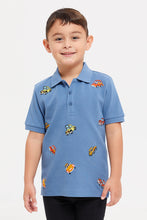 Load image into Gallery viewer, قميص بولو مطرز باللون الأزرق للأولاد