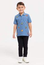 Load image into Gallery viewer, قميص بولو مطرز باللون الأزرق للأولاد