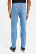 Load image into Gallery viewer, بنطلون جينز سادة باللون الأزرق للرجال