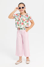 Load image into Gallery viewer, بنطلون واسع سادة باللون الوردي للبنات الصغار