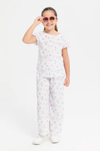 Load image into Gallery viewer, طقم كاجوال مطبوع باللون البيج للبنات الصغار (قطعتين)