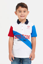 Load image into Gallery viewer, تيشيرت بولو باللون الأبيض والكحلي للأولاد الصغار