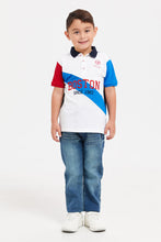 Load image into Gallery viewer, تيشيرت بولو باللون الأبيض والكحلي للأولاد الصغار