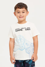 Load image into Gallery viewer, طقم بيجامة مطبوعة باللونين الأبيض والكحلي للأولاد (قطعتين)