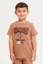 Load image into Gallery viewer, طقم بيجامة مطبوعة للأولاد باللون البني (قطعتين)