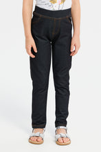 Load image into Gallery viewer, جيغينغز سادة باللون الأسود للبنات الصغار