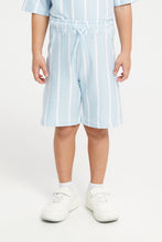 Load image into Gallery viewer, طقم كاجوال مخطط باللونين الأزرق والأبيض للأولاد (قطعتين)